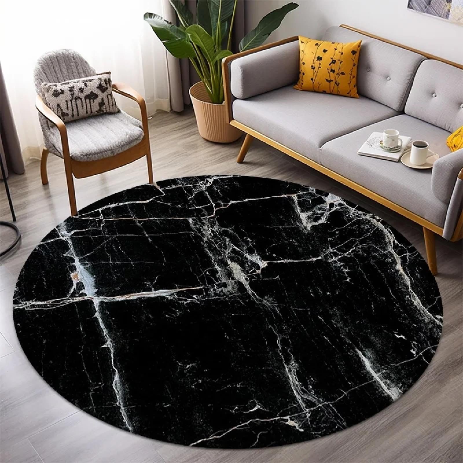 Amazon.com: Black Luxury Style Round Design Room Carpet Anti-Slip